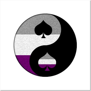 Asexual Pride Yin and Yang Symbol in Pride Flag Colors Posters and Art